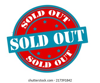 Stamp with text sold out inside, vector illustration
