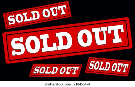 Stamp with text sold out inside, vector illustration