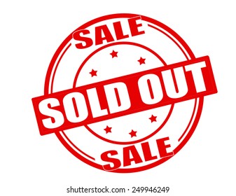 Stamp with text sold out inside, vector illustration