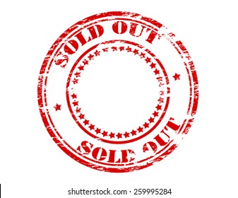 Stamp with text sold out inside, vector illustration