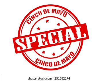 Stamp with text special five of may inside, vector illustration