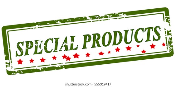 Stamp with text special products inside, vector illustration