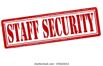 Stamp with text staff security inside, vector illustration