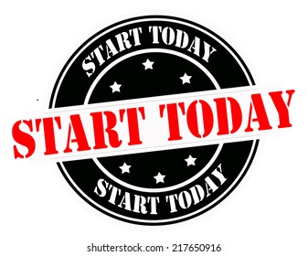 Stamp with text start today inside, vector illustration