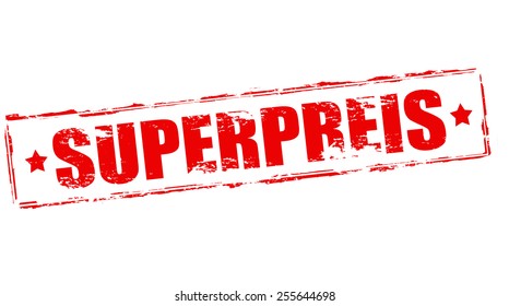 Stamp with text super cheap in German language inside, vector illustration