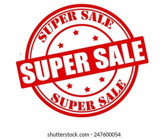 Stamp with text super sale inside, vector illustration
