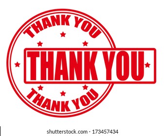 Stamp with text thank you inside, vector illustration