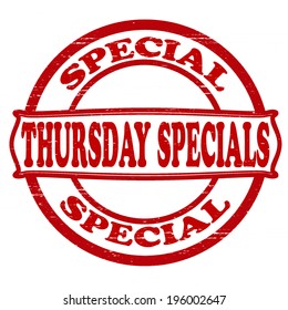 Stamp with text Thursday specials inside, vector illustration