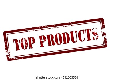 Stamp with text top products inside, vector illustration