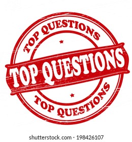Stamp with text top questions inside, vector illustration