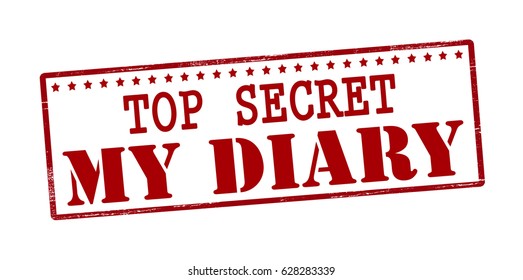 Stamp with text top sercret my diary inside, vector illustration