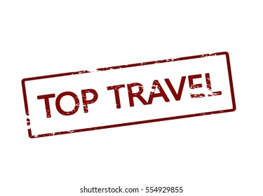 Stamp with text top travel inside, vector illustration