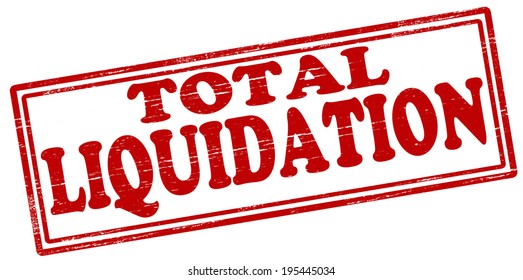 Stamp with text total liquidation inside, vector illustration