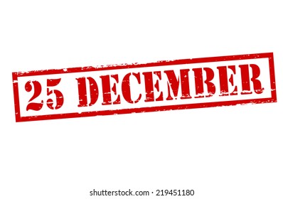Stamp with text twenty five December inside, vector illustration