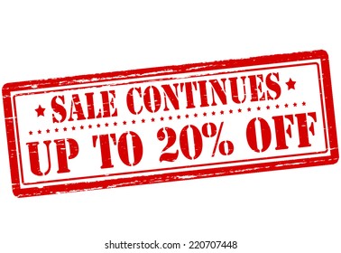 Stamp with text up to twenty percent off inside, vector illustration
