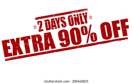 Stamp with text two days extra only inside, vector illustration