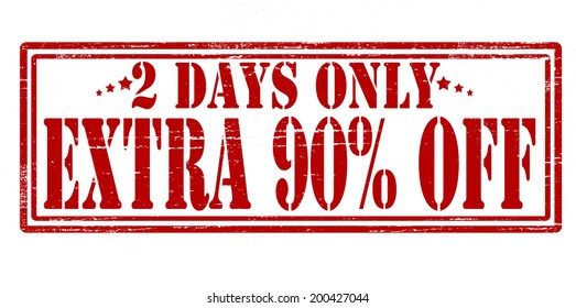 Stamp with text two days extra only inside, vector illustration