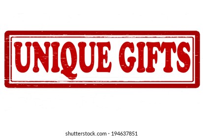 Stamp with text unique gifts inside, vector illustration
