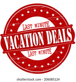 Stamp with text vacation deals inside, vector illustration