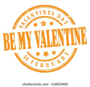 stamp with text "Valentine's day, be my Valentine, 14 february" isolated on white background. Vector illustration