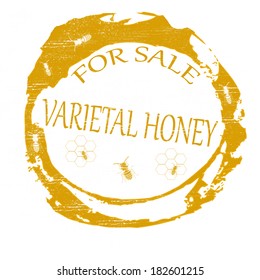 Stamp with text varietal honey inside, vector illustration