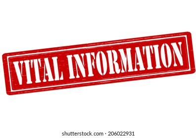 Stamp with text vital information inside, vector illustration