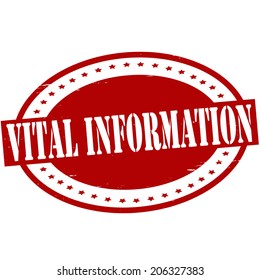 Stamp with text vital information inside, vector illustration