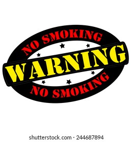 Stamp with text warning no smoking inside, vector illustration