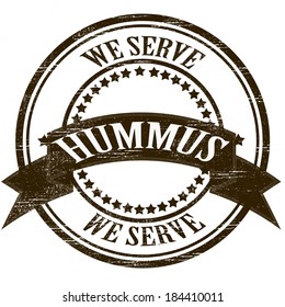 Stamp with text we serve hummus inside, vector illustration
