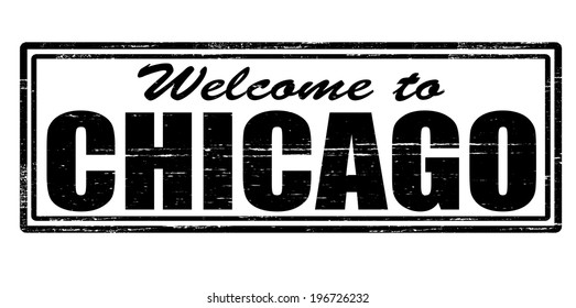 Stamp with text welcome to Chicago inside, vector illustration