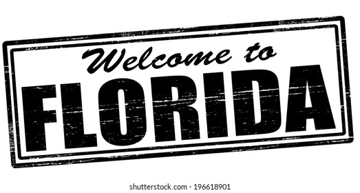 Stamp with text welcome to Florida inside, vector illustration