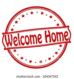 Stamp with text welcome home inside,vector illustration