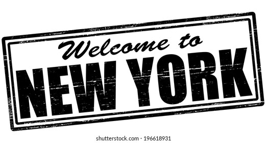 Stamp with text welcome to New York inside, vector illustration