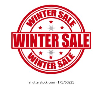 Stamp with text Winter sale inside, vector illustration