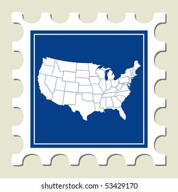 Stamp of USA Map