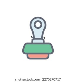 Iconos del contorno de relleno del vector de sello. Material gráfico simple