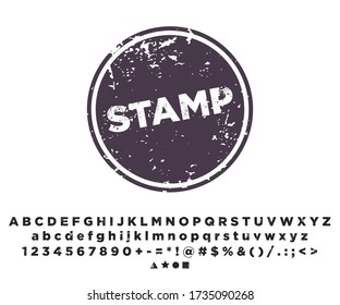 Stamp vector template. Alphabet font stamping.