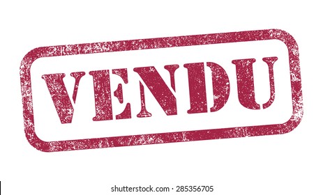 Stamp "Vendu" sale in French