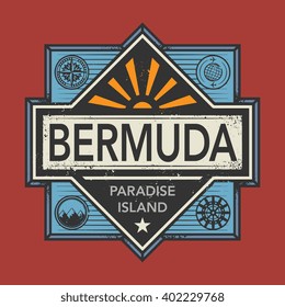 Stamp Vintage Emblem Text Bermuda Discover Stock Vector (Royalty Free ...