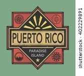 Stamp or vintage emblem with text Puerto Rico, Discover the World, vector illustration