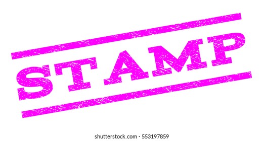 Stamp watermark stamp. Text caption between parallel lines with grunge design style. Rubber seal stamp with dirty texture. Vector magenta color ink imprint on a white background.