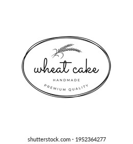 Stamp Wheat Grain Cake Logo Design Illustration Vector Template Icon