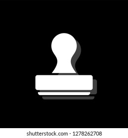 Stamp. White flat simple icon with shadow