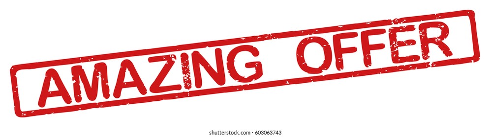 Stamp with word "amazing offer", grunge style, on white background