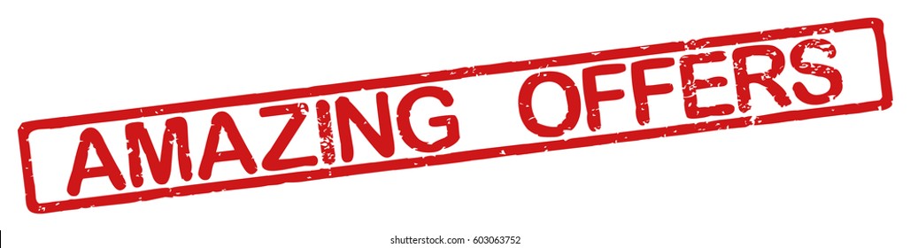 Stamp with word "amazing offers", grunge style, on white background