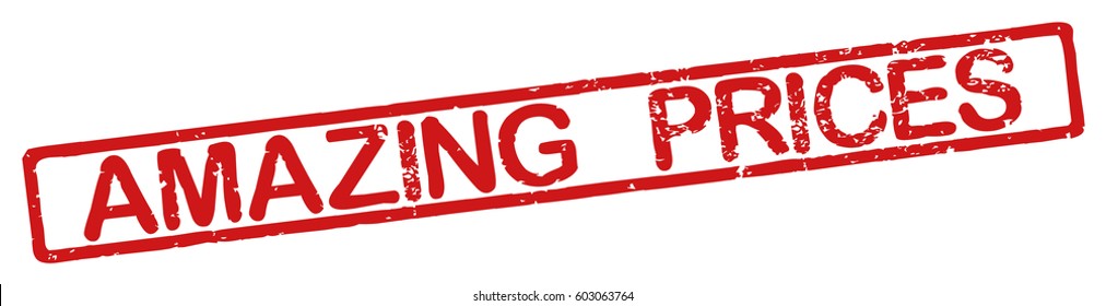 Stamp with word "amazing prices", grunge style, on white background