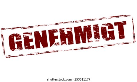 Stamp with word approved in German language inside, vector illustration