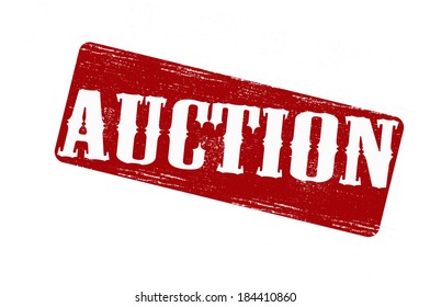 Stamp with word auction inside, vector illustration