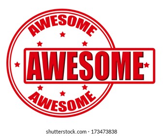 Stamp with word awesome inside, vector illustration