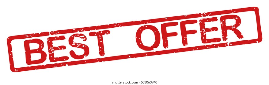 Stamp with word "best offer", grunge style, on white background